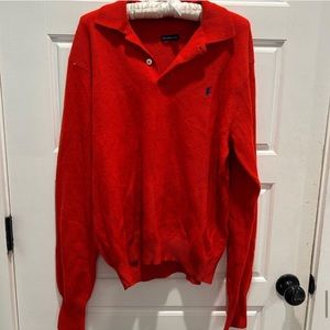 red/orange ralph lauren pull over sweater